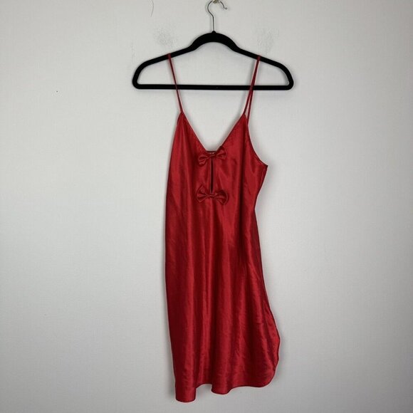 Intimate Affair California Red Slip Lingerie Bows Made In USA Size Medium - Picture 1 of 4